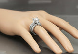 Antique Vintage Trio Set Engagement Ring 4ct Round Diamond 14k White Gold Finish