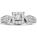 3Ct Round Cut Diamond Accent Square Halo Engagement Ring 14K White Gold Finish