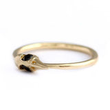 0.2ct Round Cut Black Diamond Engagement Ring 14k Yellow Gold Finish Bird Skull