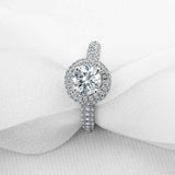 2ct Round Cut Diamond Accent Double Halo Engagement Ring 14k White Gold Finish