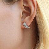 Lovely Angel Wings Stud Earrings 0.5ct Round Cut Diamond 14k White Gold Finish