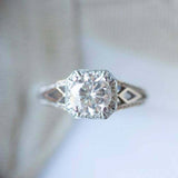 2ct Round Diamond Split Shank Stylish Halo Engagement Ring 14k White Gold Finish