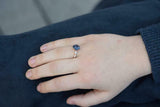 1.3ct Oval Cut Blue Sapphire Engagement Ring Marquise Accents 14k Rose Gold Over