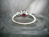 2.5ct Round Cut Pink Ruby Diamond Trilogy Engagement Ring 14k White Gold Finish