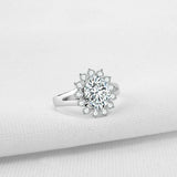 2.5ct Oval Diamond Engagement Ring Floral Cluster Split Band 14k White Gold Over