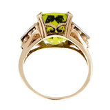 4ct Cushion Green Peridot Diamond Cocktail Engagement Ring 14k Yellow Gold Over