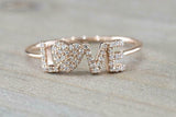 1.5ct Round Cut Diamond Love Heart Band Engagement Ring 14k Rose Gold Finish