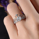 2Ct Round Cut Diamond Solitaire Ring Princess Crown Guard 14K White Gold Finish