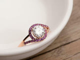 1.7ct Round Diamond Engagement Ring Split Shank Amethyst Halo 14k Rose Gold Over