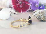 2ct Pear Cut Purple Amethyst Round Diamond Accent Ring 14k Yellow Gold Finish