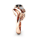 2ct Round Black Diamond Engagement Ring 14k RoseGold Finish Floral Split Trilogy