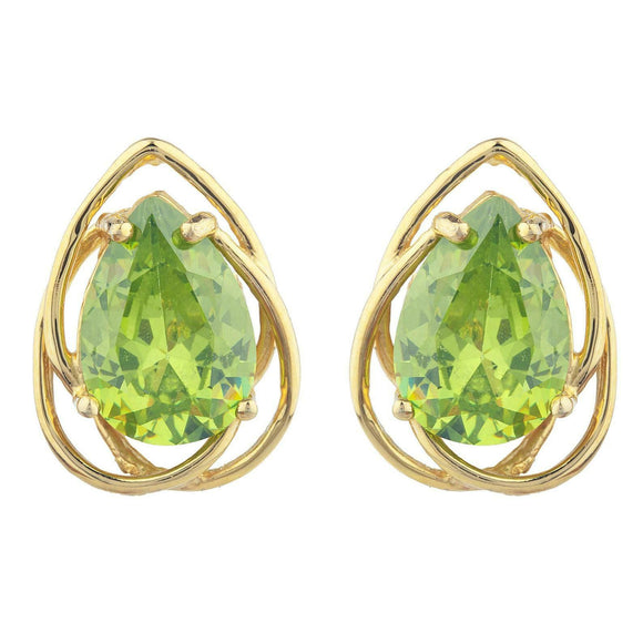 1.5ct Stud Earrings Pear Cut Peridot Intertwined Dangling 14k Yellow Gold Finish