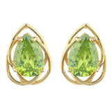 1.5ct Stud Earrings Pear Cut Peridot Intertwined Dangling 14k Yellow Gold Finish