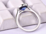 2ct Round Blue Sapphire Engagement Ring Bezel Set Solitaire 14k WhiteGold Finish