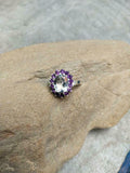 2ct Engagement Ring Oval Cut Diamond Purple Amethyst Halo 14k White Gold Finish