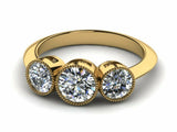 2ct Round Cut Diamond Three Stone Classic Engagement Ring 14k Yellow Gold Finish