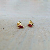 1ct Marquise Cut Pink Ruby Solitaire Bezel Stud Earrings 14k Yellow Gold Finish