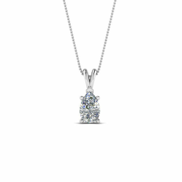 0.5ct Pear Cut VVS1 D Diamond Solitaire Pendant 14k White Gold Finish NO CHAIN