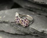 2.6ct Engagement Ring Round Cut Purple Amethyst Floral Design 14k WhiteGold Over