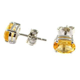 2ct Stud Earrings Oval Cut Yellow Citrine Solitaire Women 14k White Gold Finish