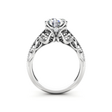 1.9ct Round Cut Diamond Engagement Ring 14k White Gold Finish Art Deco Filigree