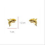 0.012ct Round Cut Moissanite Dolphin Stud Earrings Women 14k Yellow Gold Plated