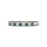 2Ct Round Cut Alternate Green Emerald Diamond Wedding Band 14K White Gold Finish