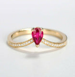 1.4ct Pear Cut Pink Ruby Curved Half Eternity Wedding Band 14k Yellow Gold Over