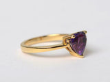 1ct Engagement Ring Heart Cut Purple Amethyst Solitaire 14k Yellow Gold Finish