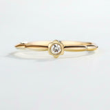 Flower Minimalist Engagement Ring 0.3ct Round Cut Diamond 14k Yellow Gold Finish