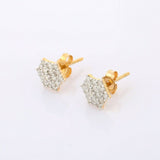 1.56ct Stud Earrings Round Cut Diamond Cluster Design 14k Yellow Gold Finish