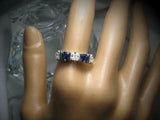 1.2ct Cushion Blue Sapphire 5 Stone Stackable Wedding Band 14k White Gold Finish