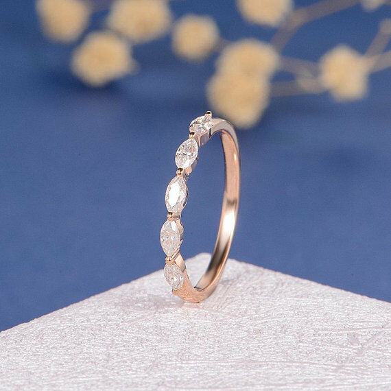 0.5ct Marquise Cut Diamond Infinity Eternity Wedding Band 14k Rose Gold Finish