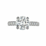 2ct Round Cut Diamond Engagement Ring Round Accent Solitaire 14k White Gold Over