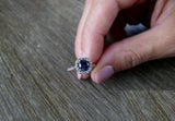 1ct Round Cut Blue Sapphire Engagement Ring 14k WhiteGold Over Diamond Solitaire