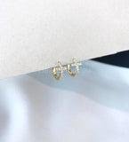 1ct Round Cut Moissanite Rock Cross Hoop Huggies Earrings 14k Yellow Gold Plated