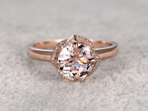 1.6ct Round Cut Peach Morganite Engagement Ring 14k Rose Gold Finish Solitaire