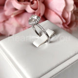 1ct Round Cut Moissanite Heart Shape Halo Engagement Ring 14k White Gold Plated