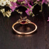 1.2ct Oval Cut Pink Ruby Diamond Petite Engagement Ring 14k Rose Gold Finish