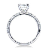 2.4Ct Cushion Cut Diamond Solitaire Ring 14K White Gold Finish Iced Round Accent