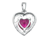 0.2ct Heart Cut Pink Ruby Pendant Heart Shape Design 14k WhiteGold Over NO CHAIN