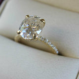 2.5ct Oval Cut Diamond Gatsby Solitaire Engagement Ring 14k Yellow Gold Finish