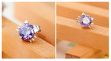 2ct Round Cut Purple Amethyst Cat Animal Design Stud Earrings 14k WhiteGold Over