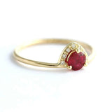 1.2ct Round Cut Pink Ruby Engagement Ring 14k Yellow Gold Finish Queen Crown