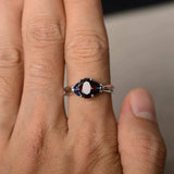 1.5ct Oval Cut Red Garnet Engagement Ring 14k White Gold Finish Leaf Solitaire