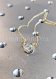 1ct Heart Simulated Diamond Beze Set Pendant with Chain 14k Yellow Gold Plated