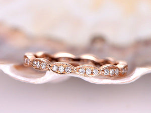 Full Eternity Wedding Ring Band 0.5ct Round Cut Diamond 14k Rose Gold Finish