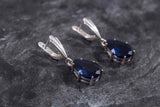 1.6ct Drop Earrings Pear Cut Blue Sapphire Solitaire Design 14k WhiteGold Finish