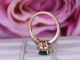 1.3ct Pear Cut Green Emerald Diamond Halo Split Shank Ring 14k Rose Gold Finish