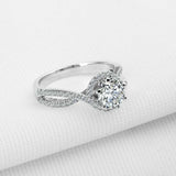 1.8ct Round Cut Diamond Engagement Ring Halo Split Shank 14k White Gold Finish